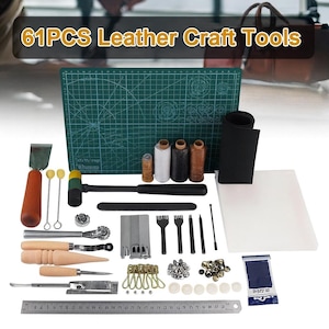 Leather Craft Tool Kit: 61-Piece Beginner Leatherworking Set