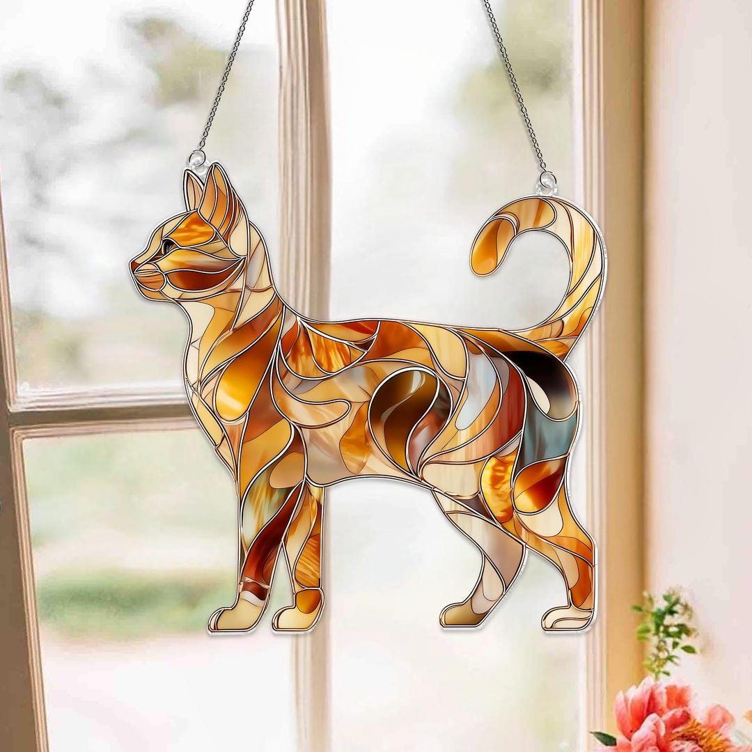 Tabby Cat Acrylic Suncatcher, Cat Window Hanging, Cat Memorial Gift ...