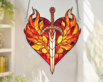 Fireheart Acrylic Suncatcher, Sword  Window Decor