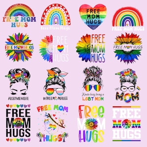 25 Png Free Mom Hugs, LGBTQ Mom Png,  Pride Month Png, LGBT Png, Gay Pride Png, Lesbian Png, LGBTQ Mother&#39;s Day, Gift For Mom