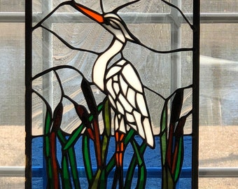 Stained Glass Egret - Etsy