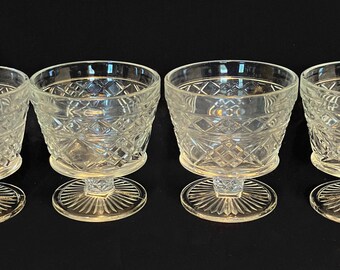 Vintage Set of 4 1950's Hazel Atlas "Gothic" Big Top Peanut Butter Sherbet Glasses.