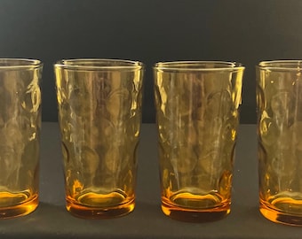 Vintage Set of 4 1960's Hazel Atlas 6 oz. El Dorado Gold Tumblers/Juice Glasses