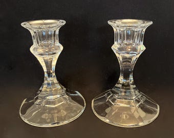 Set of 2 Vintage 24% Full Lead Crystal 4" Candlestick Holders