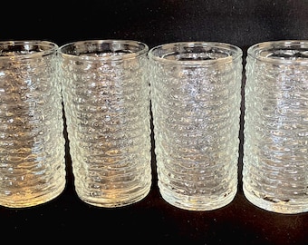 Vintage Set of 4 MCM Anchor Hocking Soreno Clear Juice Glasses