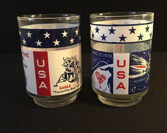 Vintage 1970's Libbey Apollo 11 & 13 Glasses