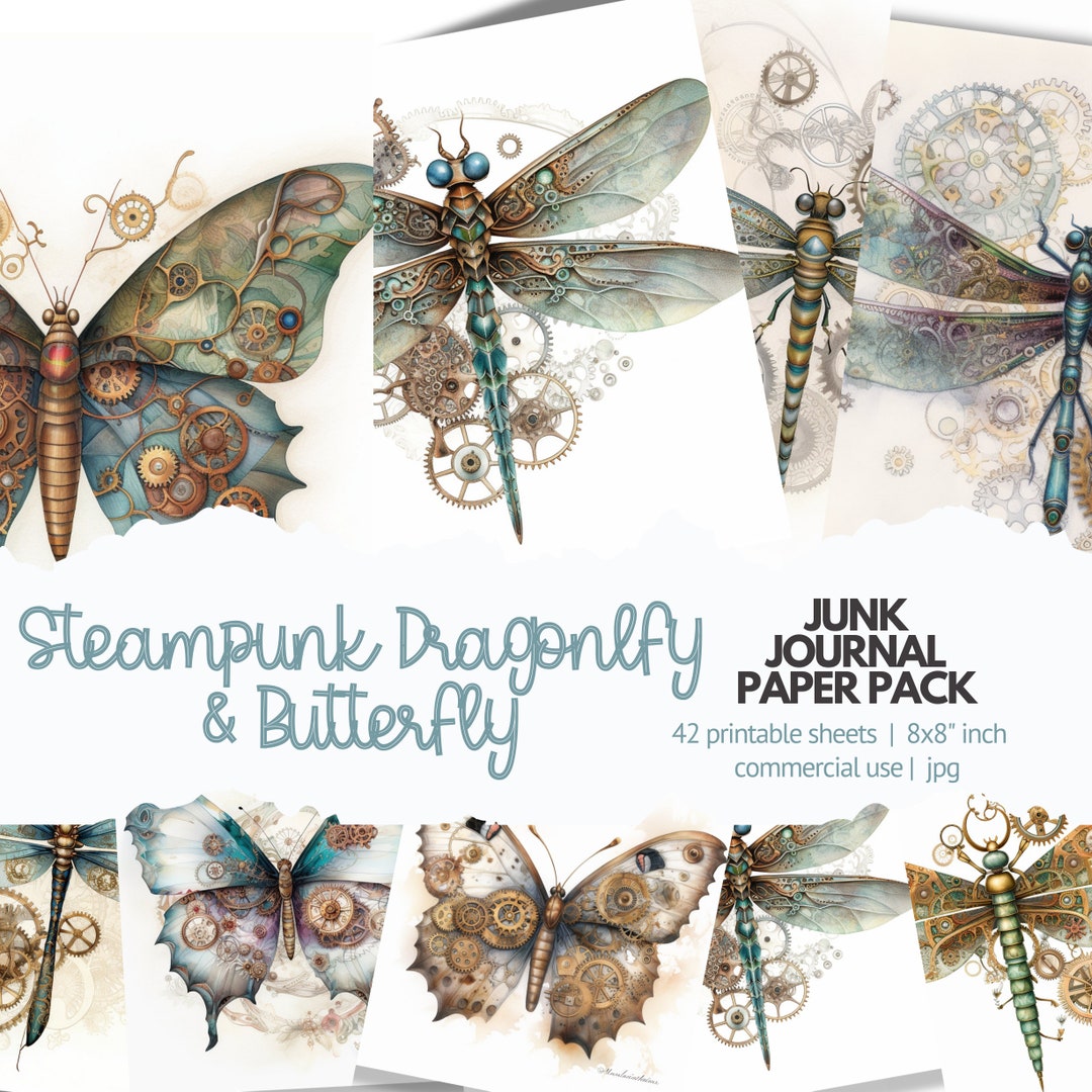 Steampunk Butterfly & Dragonfly Junk Journal Kit (digital Download) - Etsy