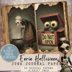 Gothic Halloween Junk Journal Printable Papers: Creepy Ephemera Kit (Digital Download