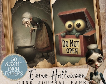 Gothic Halloween Junk Journal Printable Papers: Creepy Ephemera Kit (Digital Download