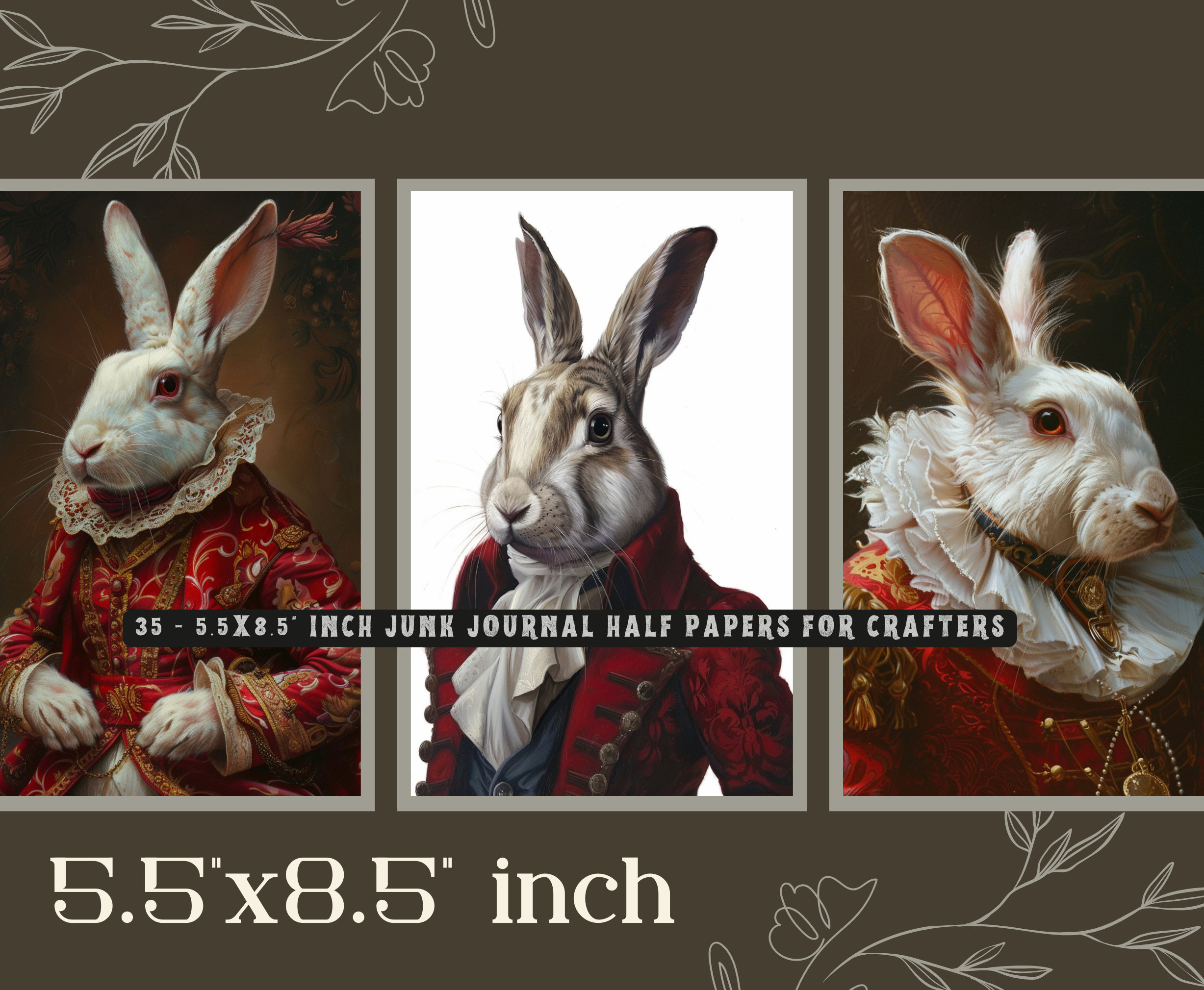 Victorian Rabbit Junk Journal Papers: Costume Bunnies, Scrapbook ...