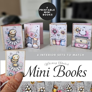 Printable Dollhouse Mini Book: Bee Floral Junk Journal Collage (PDF Download)