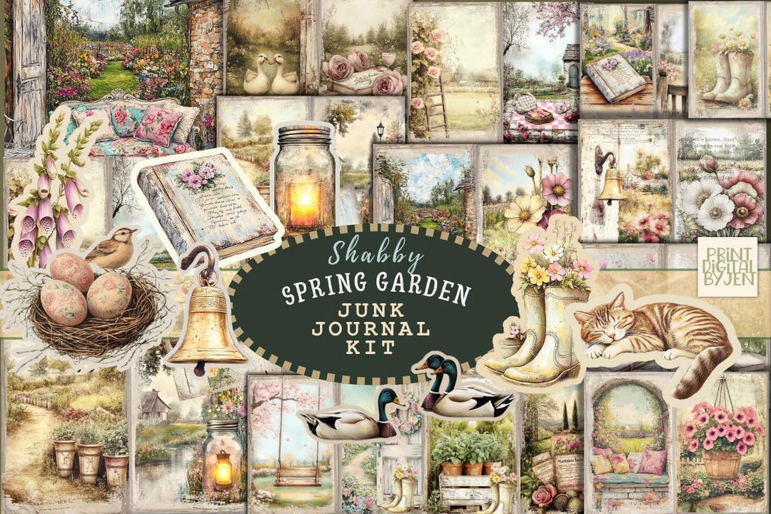 Spring Garden Junk Journal Kit: Cottagecore Ephemera (digital Download ...