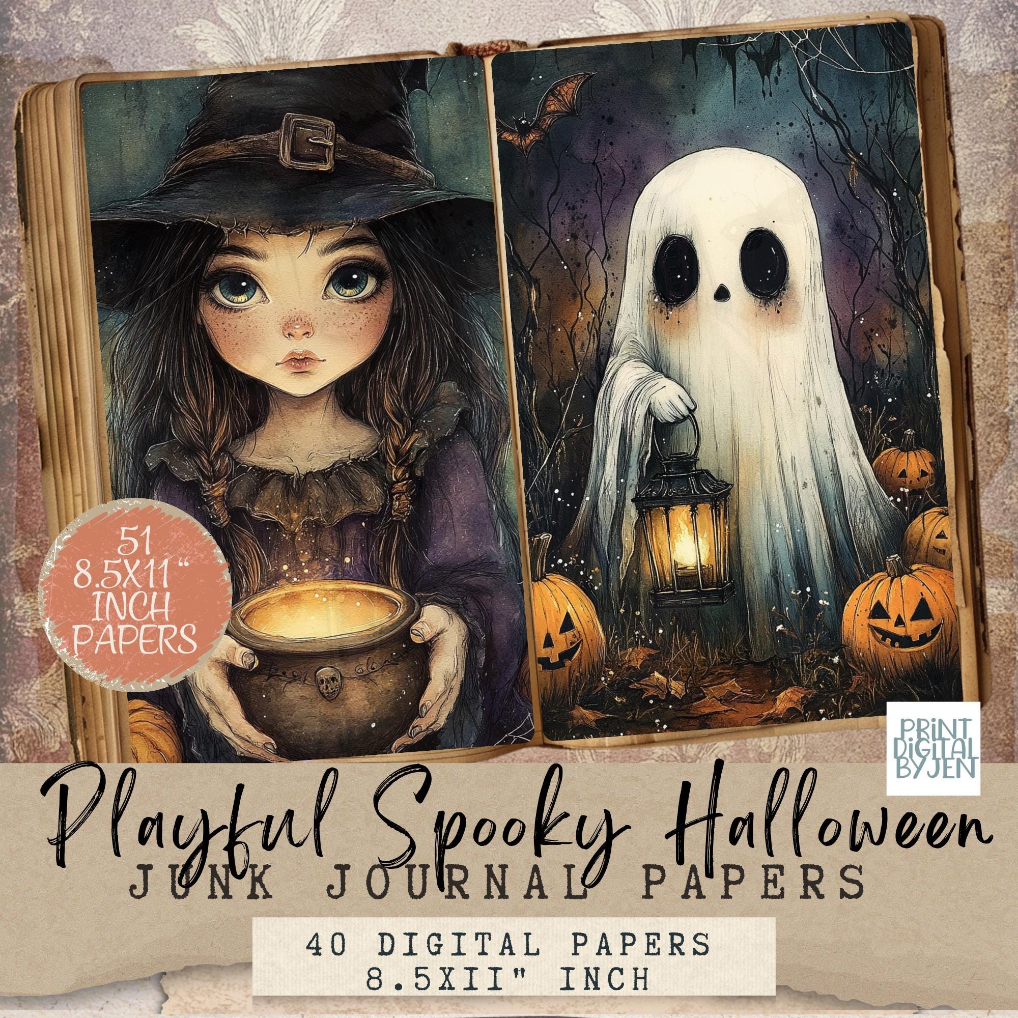 Spooky Halloween Junk Journal Kit: Printable Ephemera Pages (digital ...