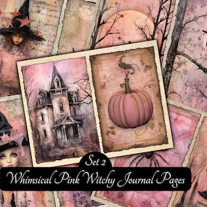 Witch Junk Journal Kit, Black Cat, Raven, Moon Witch Collage Printables, Fantasy Witch Kit, Witches and Nature Junk Journal Paper