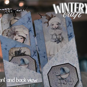 Folio de diario basura de invierno caprichoso, kit de diario basura, páginas de folio imprimibles, dama de nieve caprichosa, tarjetas de etiquetas imprimibles, papel de álbum de recortes de 8,5 x 11