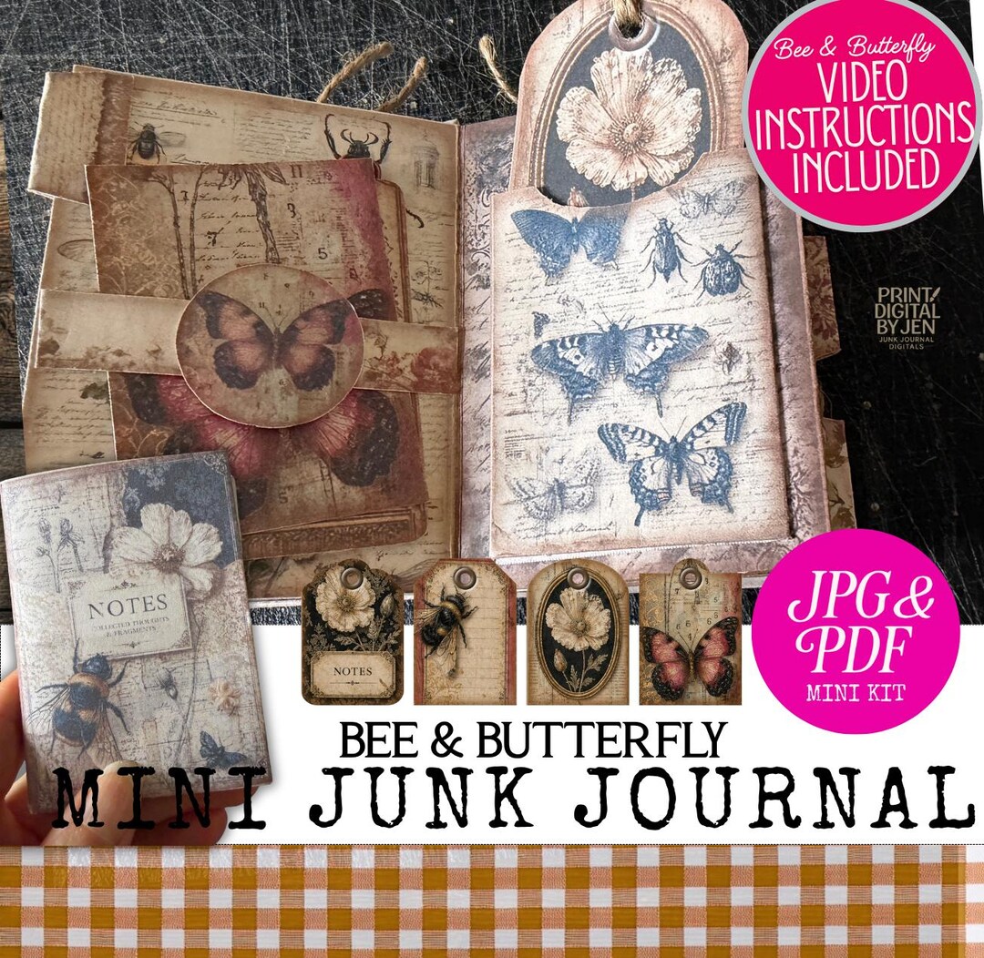 Bee and Butterfly Mini Junk Journal Kit - Etsy