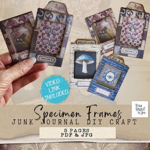 Pochettes de cadre imprimables avec des spécimens de journal indésirable avec des cartes, des embellissements de journal indésirable, étranges et décalés, parfaits pour les travaux manuels de la saison fantasmagorique