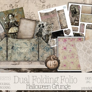 Halloween Folio and Tags Junk Journal Kit, Digital Junk Journal, Junk Journaling Ephemera, Halloween Junk Journal, Halloween Digital Kit