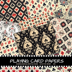 Spielkarte Design Journaling Papiere, Junk Journal, Druckbare Journaling Karten, digitaler Download, Ephemera, Hintergrund Blätter