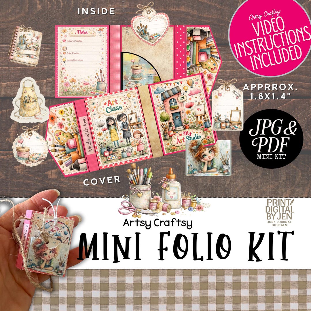 Artsy Craftsy Mini Folio Kit - Junk Journal DIY Craft With Video ...