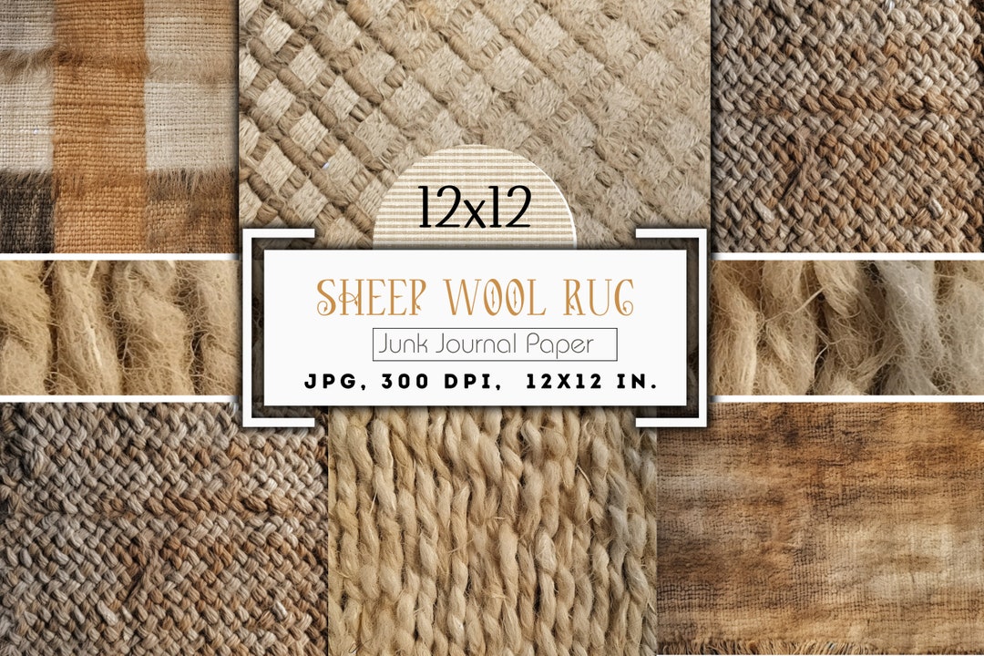 Sheep Wool Rug Pattern Journal Paper, Collage Sheets, Digital Scrapbook ...