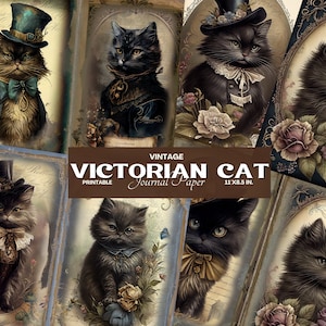 Aristocrat Cats ATC Cards, kitten Junk Journal Cards, Digital Paper, Printable Journaling Cards, Digital Download, Scrapbooking, Ephemera
