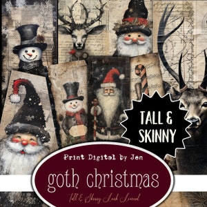 Skinny Christmas Junk Journal Kit, Goth Christmas, Skinny Printable Journal, Digital Paper, Collage, Scrapbook Ephemera, digital download