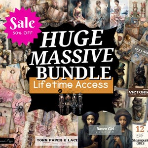 Bundle Junk Journal et scrapbooking, Ephémères, Papiers numériques, Étiquettes, Usage commercial, Futures mises à jour, téléchargement numérique png et jpg