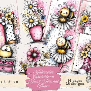 Diario di carta riciclata, effimeri stampabili e fantasiosi, pagina di diario di carta riciclata rosa con schizzi e acquerello, album di ritagli, foglio di collage, sfondo con tecniche miste