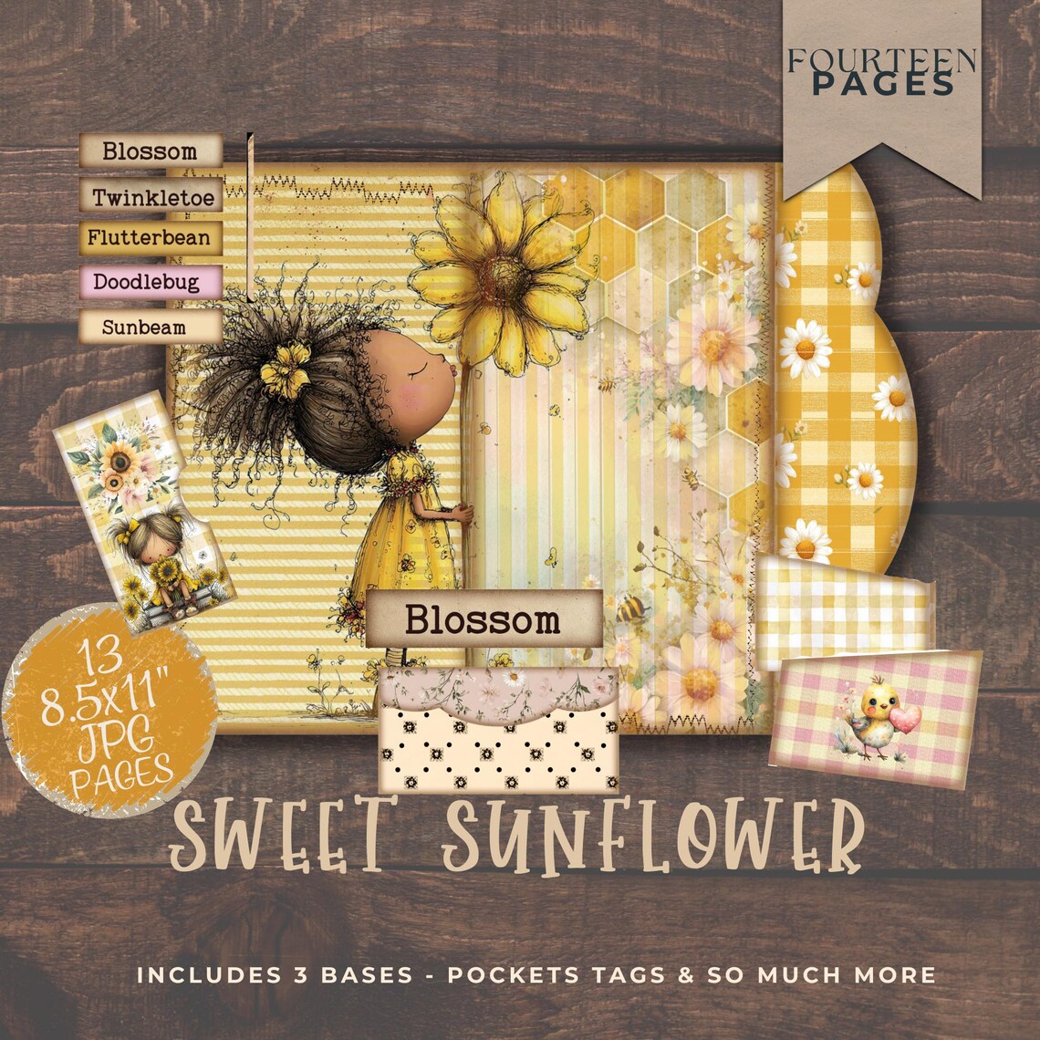 Sunflower Girl Junk Journal Digital Folio Kit Printable Ephemera - Etsy