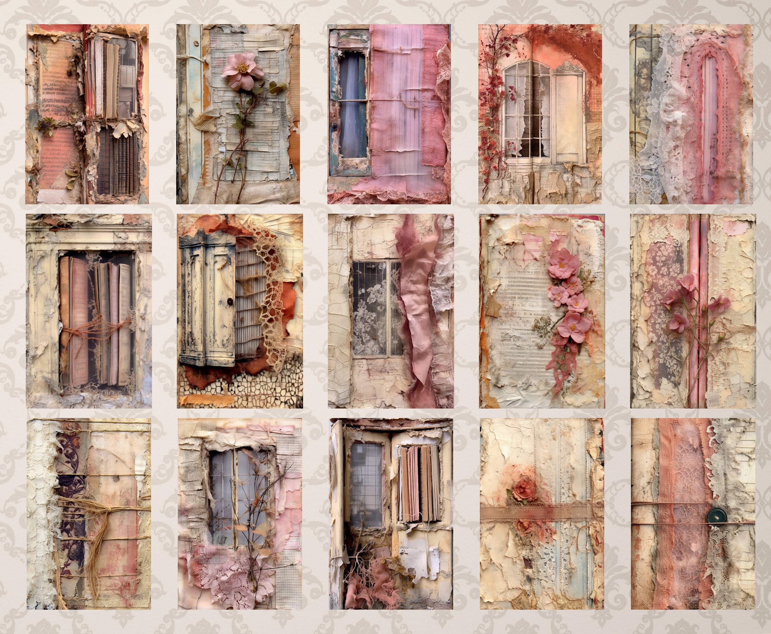 Torn Paper & Lace Junk Journal Pages: Rustic Printable Collage (digital ...