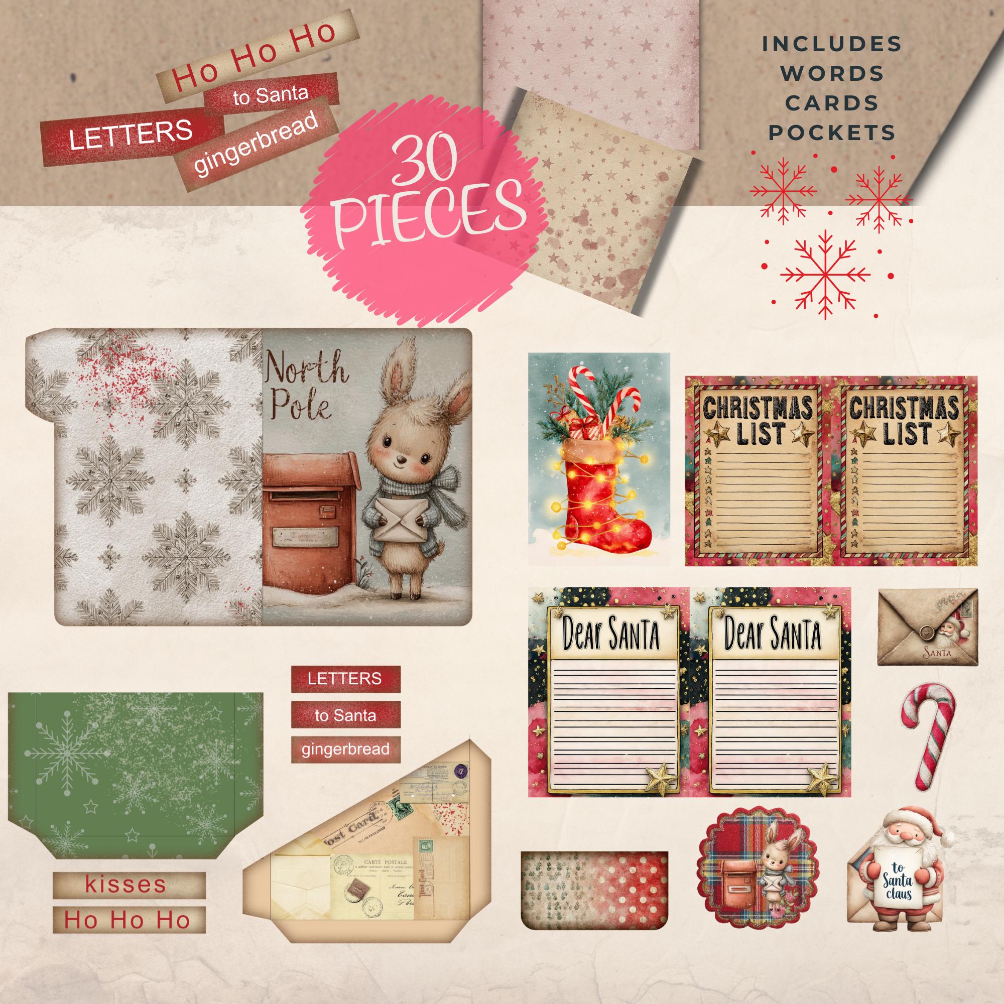 Mini Junk Journal File Folder Pockets, Letters to Santa Christmas DIY ...