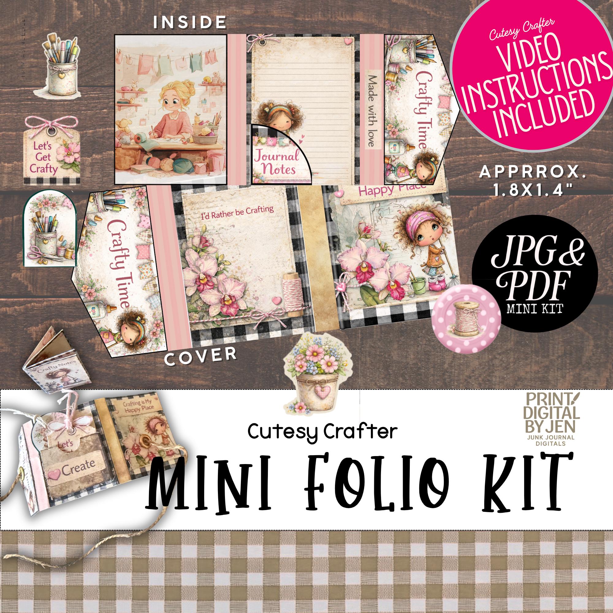 Cutesy Crafter Mini Junk Journal Folio Kit Includes Instructional Video ...