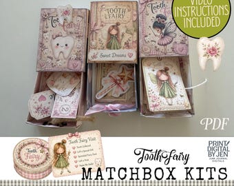 3 Tooth Fairy Matchbox Kit, Printable Junk Journal Craft, 3 PDF Styles, Ephemera