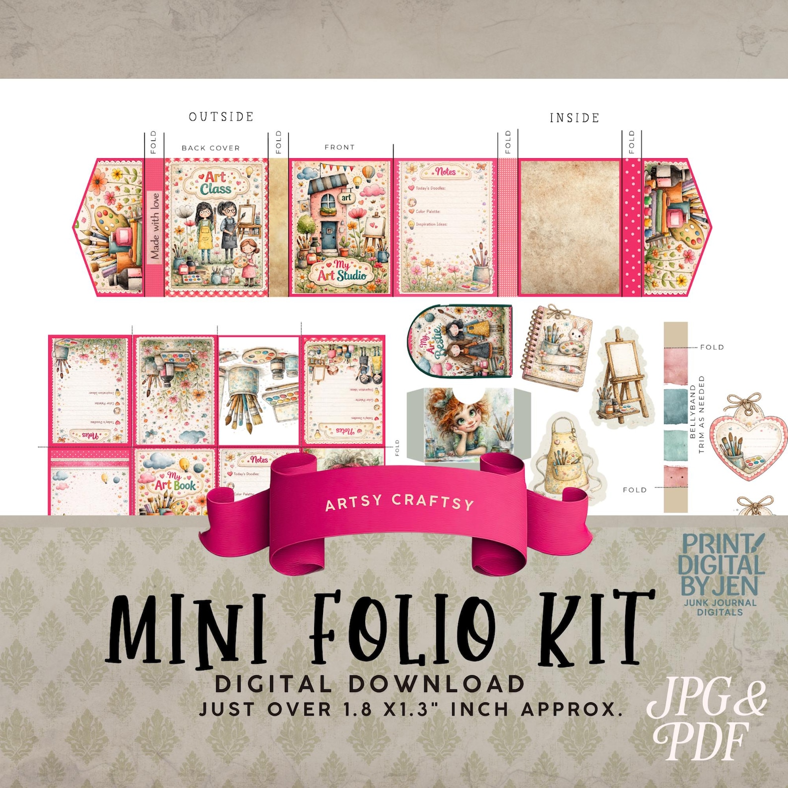 Artsy Craftsy Mini Folio Kit - Junk Journal DIY Craft With Video ...