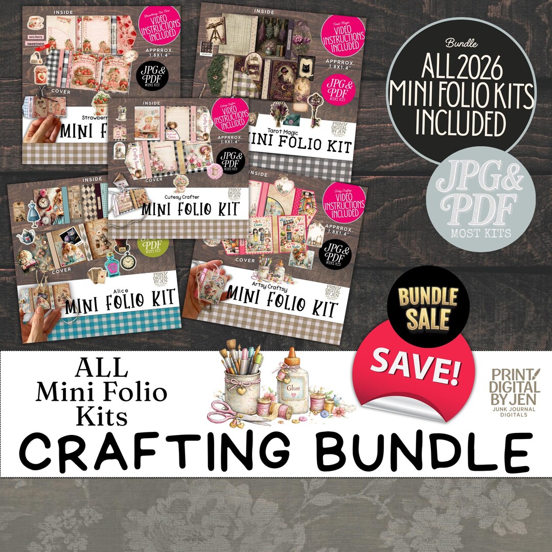 Junk Journal Mini Folio Kit Bundle: All 2026 Kits Included (digital ...