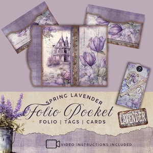 Lavender Junk Journal Folio, Junk Journal shabby chic, Junk Journal Folio, pocket efemere, vintage afdrukbaar plakboek, kieskeurig gesneden Victoriaans