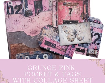 Grunge Pocket Tags: Junk Journal Printable Ephemera (Digital Download)