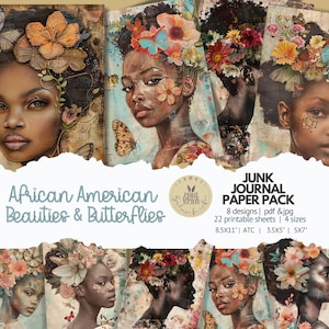 Diario delle donne nere, kit per diario delle donne afroamericane, documenti digitali, kit per diario digitale con effimeri stampabili, diario delle donne nere ATC