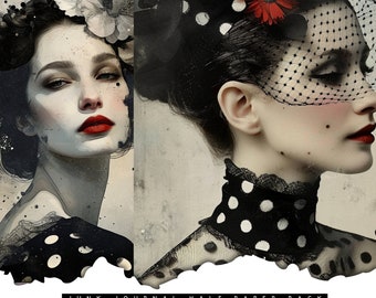 Vintage Woman Portrait Collage: Retro Journal Pages (Digital Download)