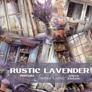 Kit per diario spazzatura con bouquet di lavanda, pagine di diario vintage, diario spazzatura con lavanda, Digi Kit, diario stampabile, negozio di fiori rustici