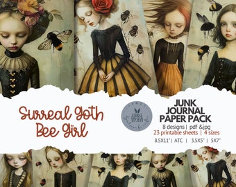 Tarjetas de diario basura de chica abeja gótica: efímeras imprimibles (descarga digital)
