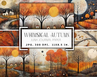 Autumn Junk Journal Pages: Whimsical Fall Ephemera (Digital Download)