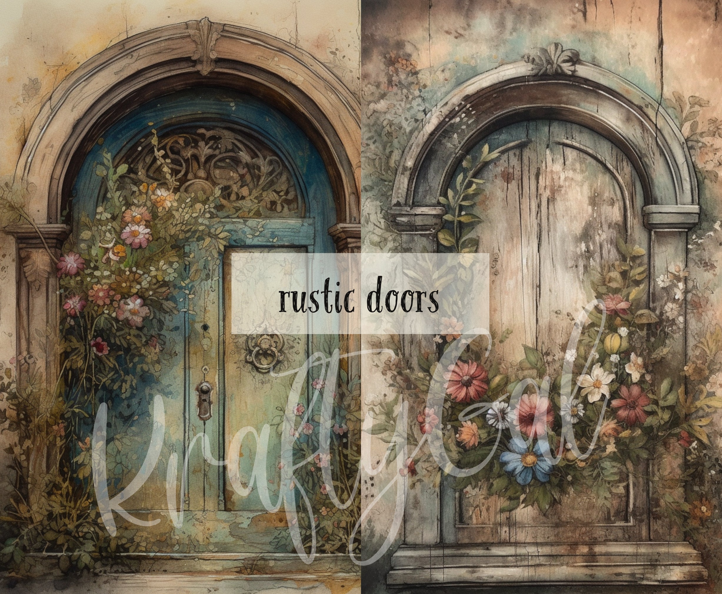 Rustic Door Junk Journal Pages: Shabby Chic Printable (digital Download ...