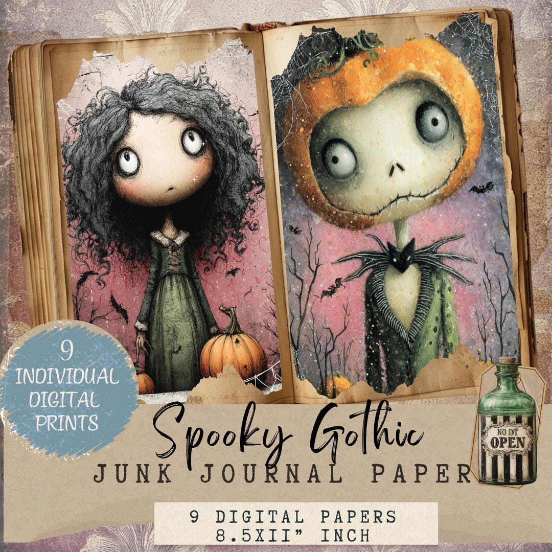 Spooky Goth Junk Journal Kit: Halloween Ephemera (printable Digital ...