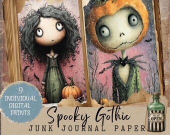 Spöklikt Goth-skräpjournalkit: Halloween-ephemera (utskrivbar digital nedladdning)