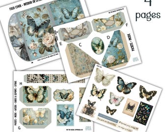 Butterfly Junk Journal Kit: Utskrivbara Ephemera, Taggar, Fickor (Digital Nedladdning)