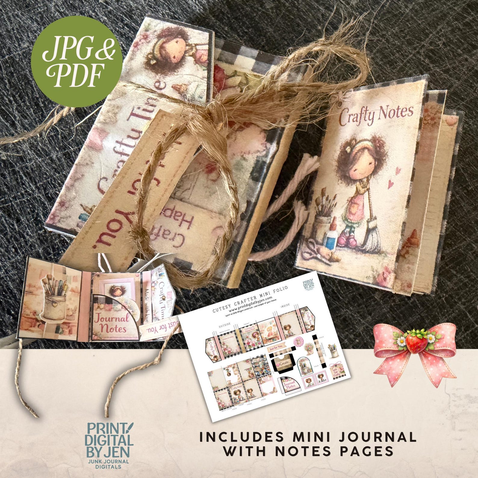 Cutesy Crafter Mini Junk Journal Folio Kit Includes Instructional Video ...