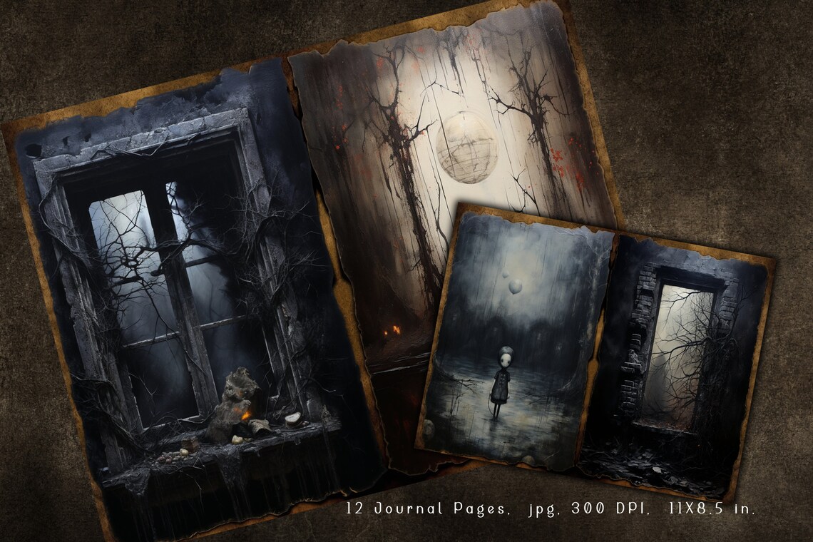 Spooky Gothic Room Junk Journal Paper: Halloween Printable (digital ...
