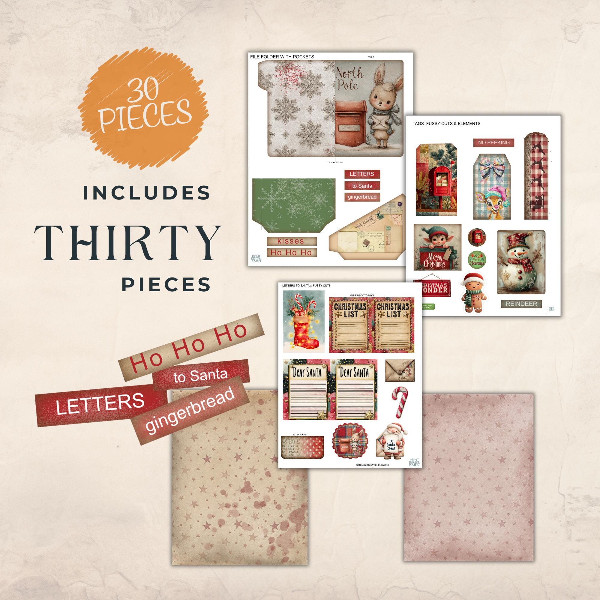 Mini Junk Journal File Folder Pockets, Letters to Santa Christmas DIY ...